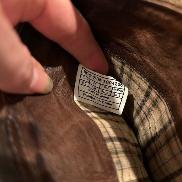 UGG Jaspan Mid-Calf Chocolate Brown riding Leather Boot Size 8.5 excelle… - Picture 12 of 14